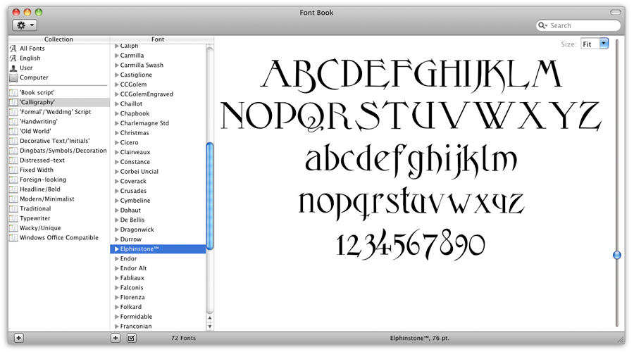 the mac utiility font book