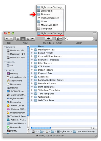 this is where your lightroom settings are sequestered