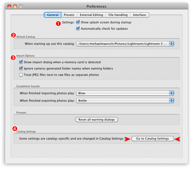 the general preferences in lightroom