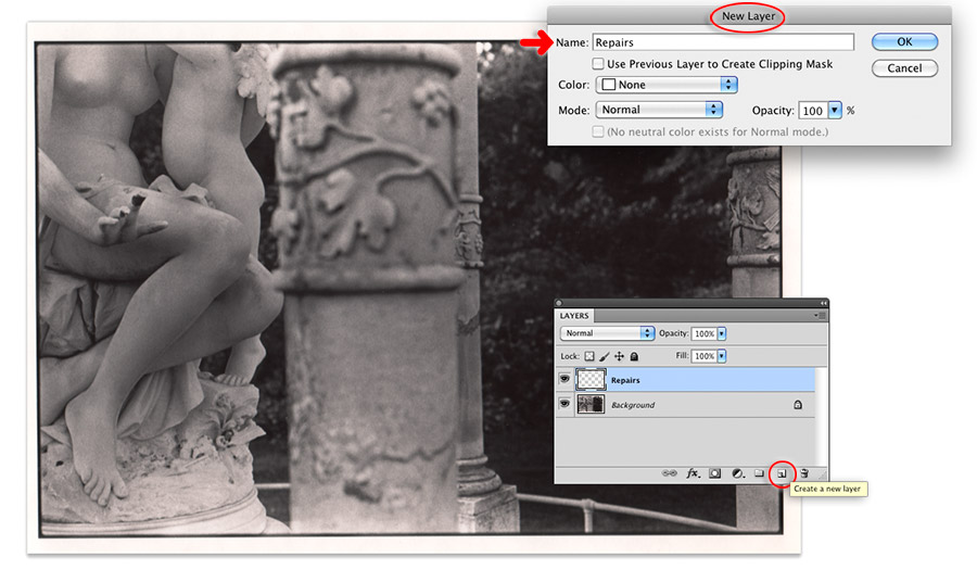 set up a new layer for repairs